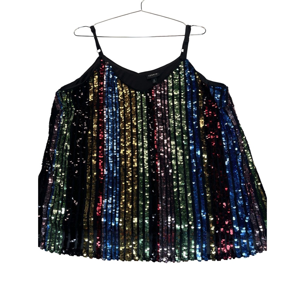 torrid Multicolor Sequin Stripe Cold-Shoulder Camisole